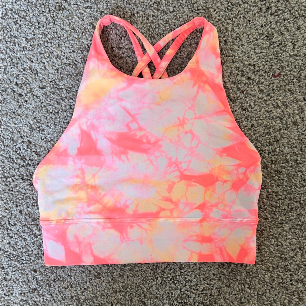 Lululemon Energy Bra High Neck Long Line Shibori Medium Support B-D Size 4